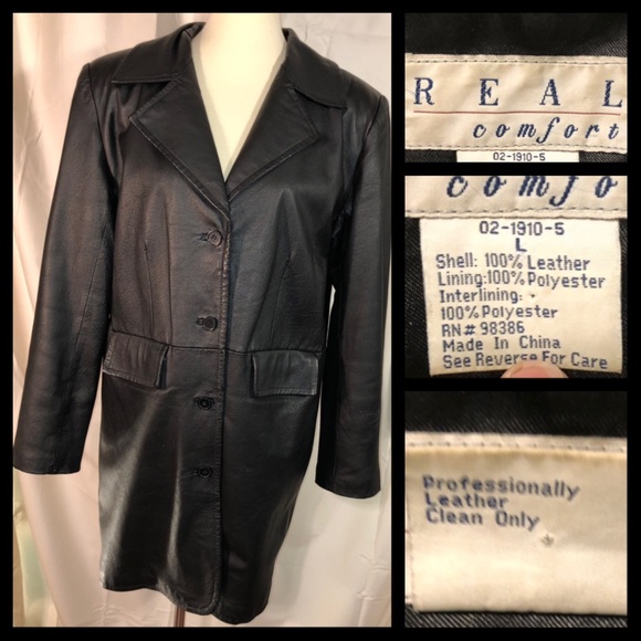 Black Leather Coat - Picture 5 of 5